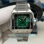 BV Factory Swiss Replica Cartier Santos Large Size Men’s Stainless Steel Watch with Green Dial 